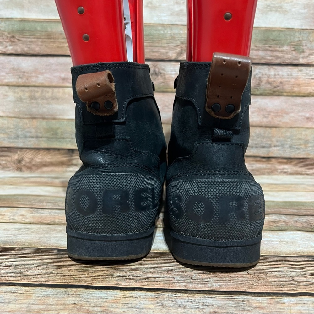 Sorel Black Leather Ankeny Mid Boots - Picture 6 of 9